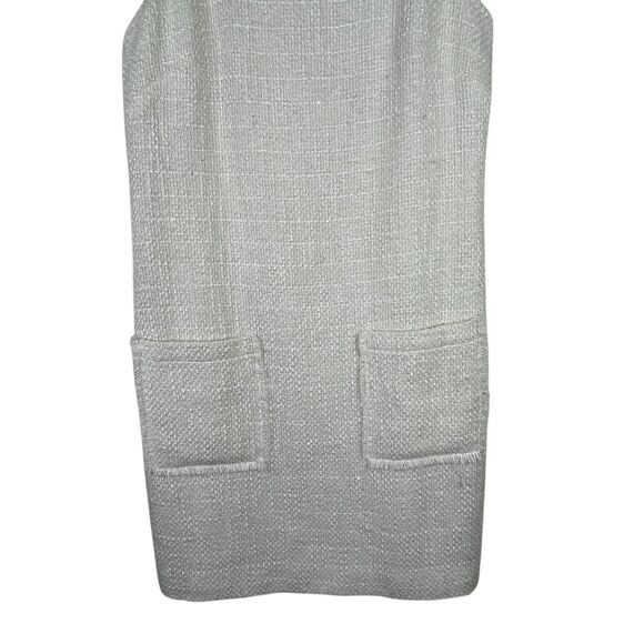 Sail To Stable Tweed Sleeveless Mini Dress Sz 0 Cream Raw Hem Neck Glam-Chic - Picture 5 of 11
